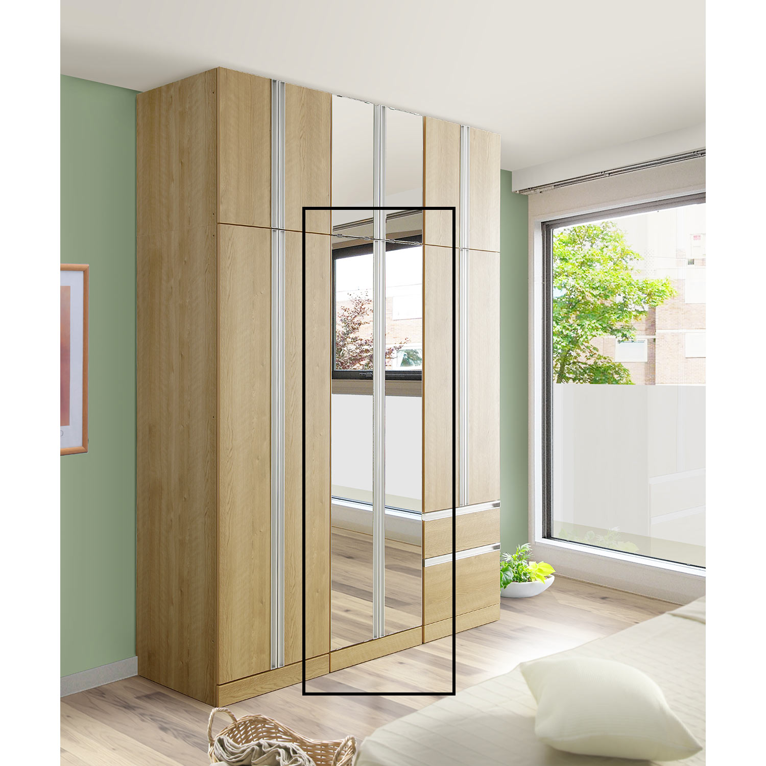 【ベルメゾン】【受注生産】まるで造り付け家具のような前面ミラーの壁面ワードローブ(日本製)