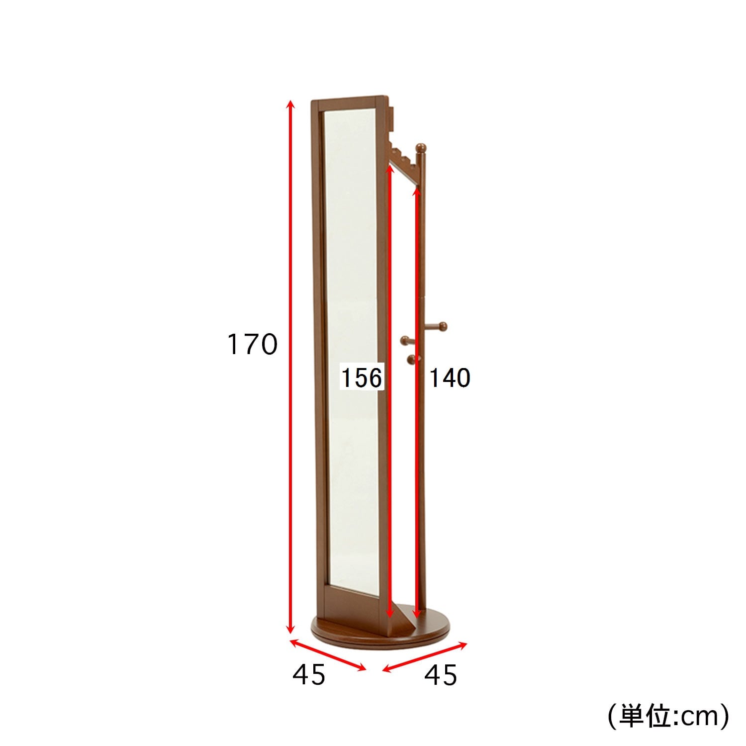 ハンガーラック付き回転スタンドミラー（ハンガーラック）｜通販の