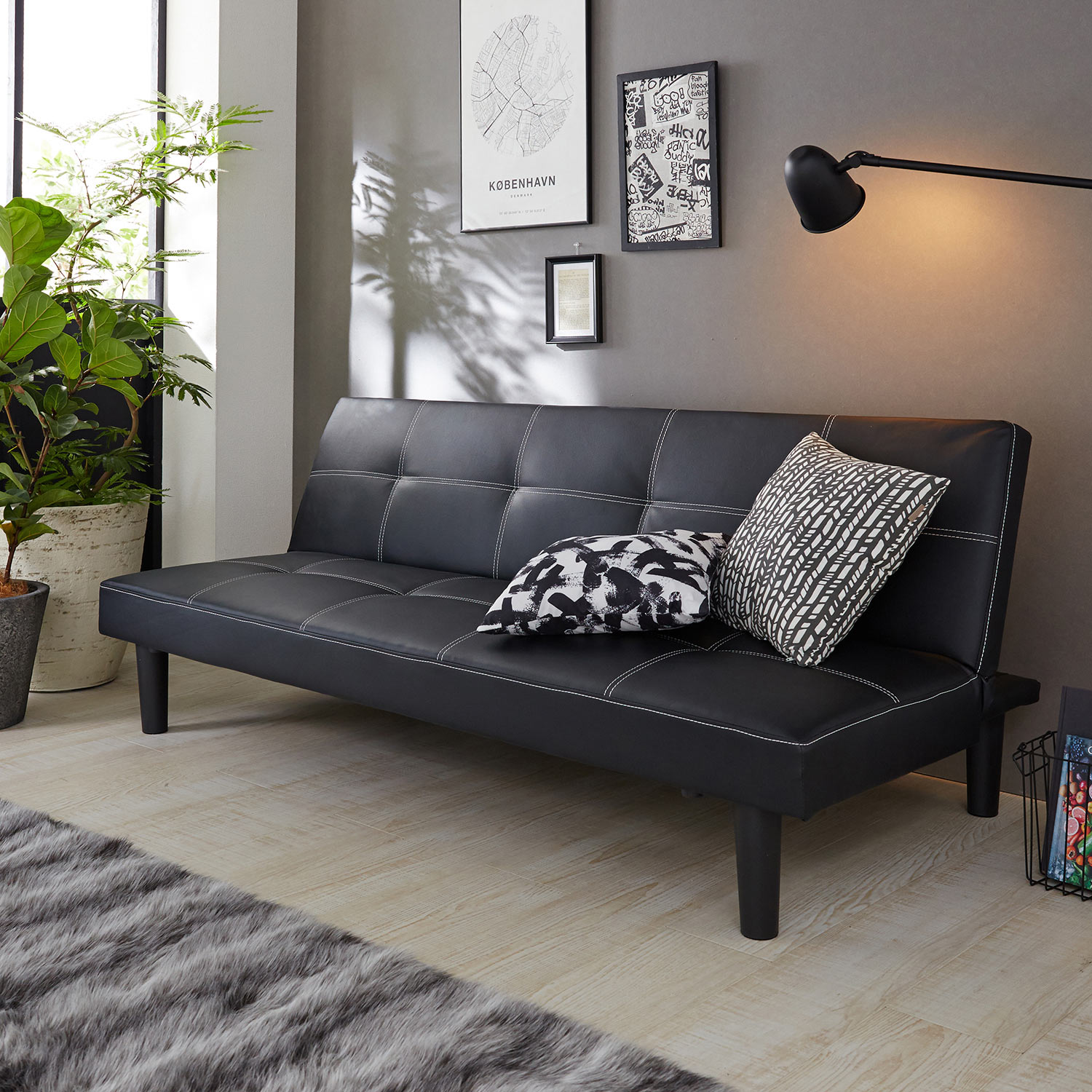 【ベルメゾン】合皮のソファーベッド