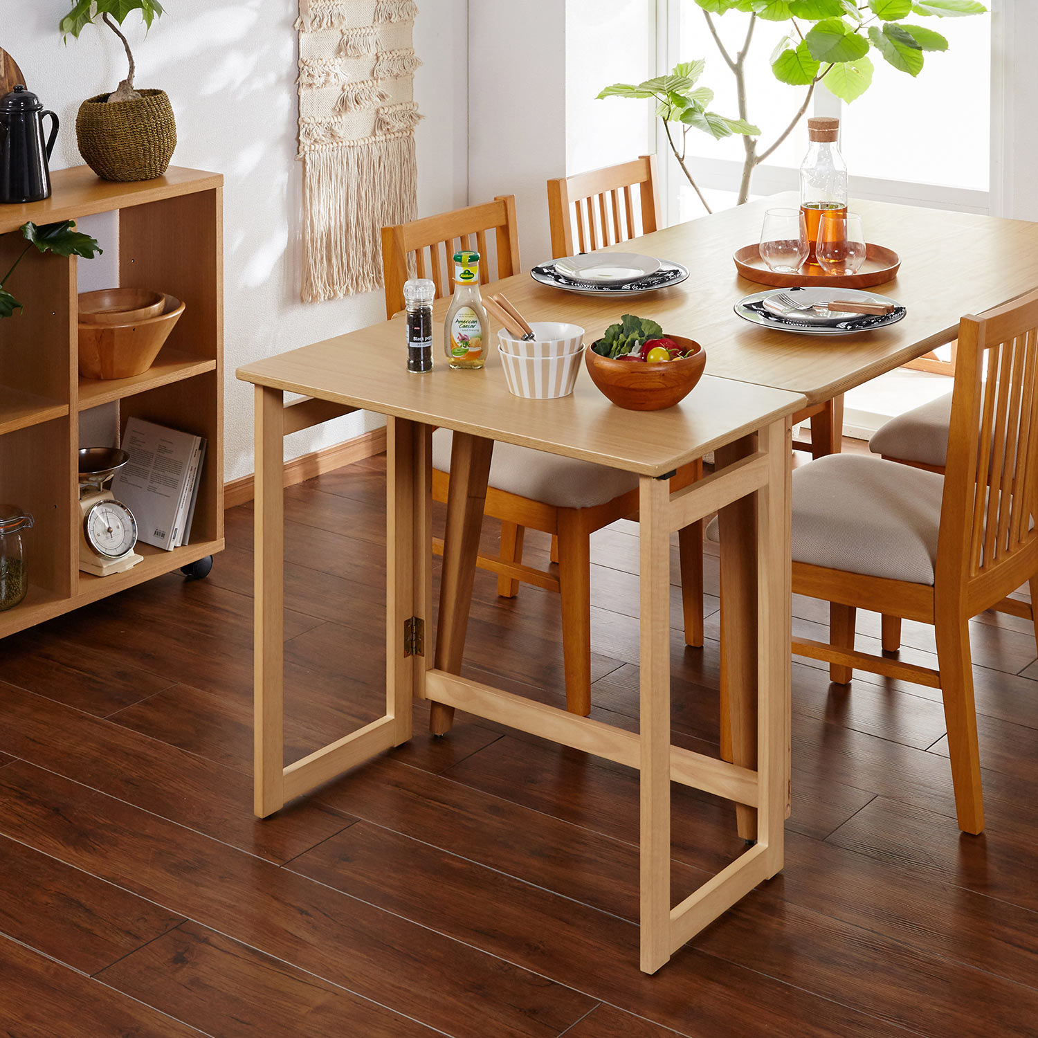 【ベルメゾン】ダイニングテーブル横に!キャスター付き折りたたみテーブル