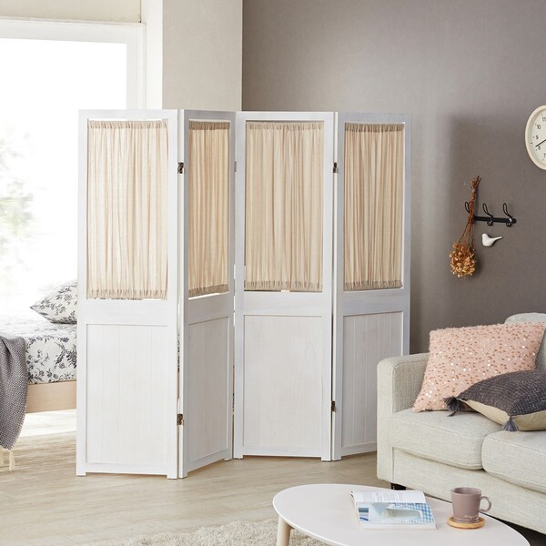 【ベルメゾン】カーテン付きホワイト間仕切りパーテーション