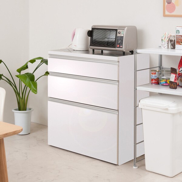 【ベルメゾン】鏡面仕上げのステンレス天板のキッチンカウンター