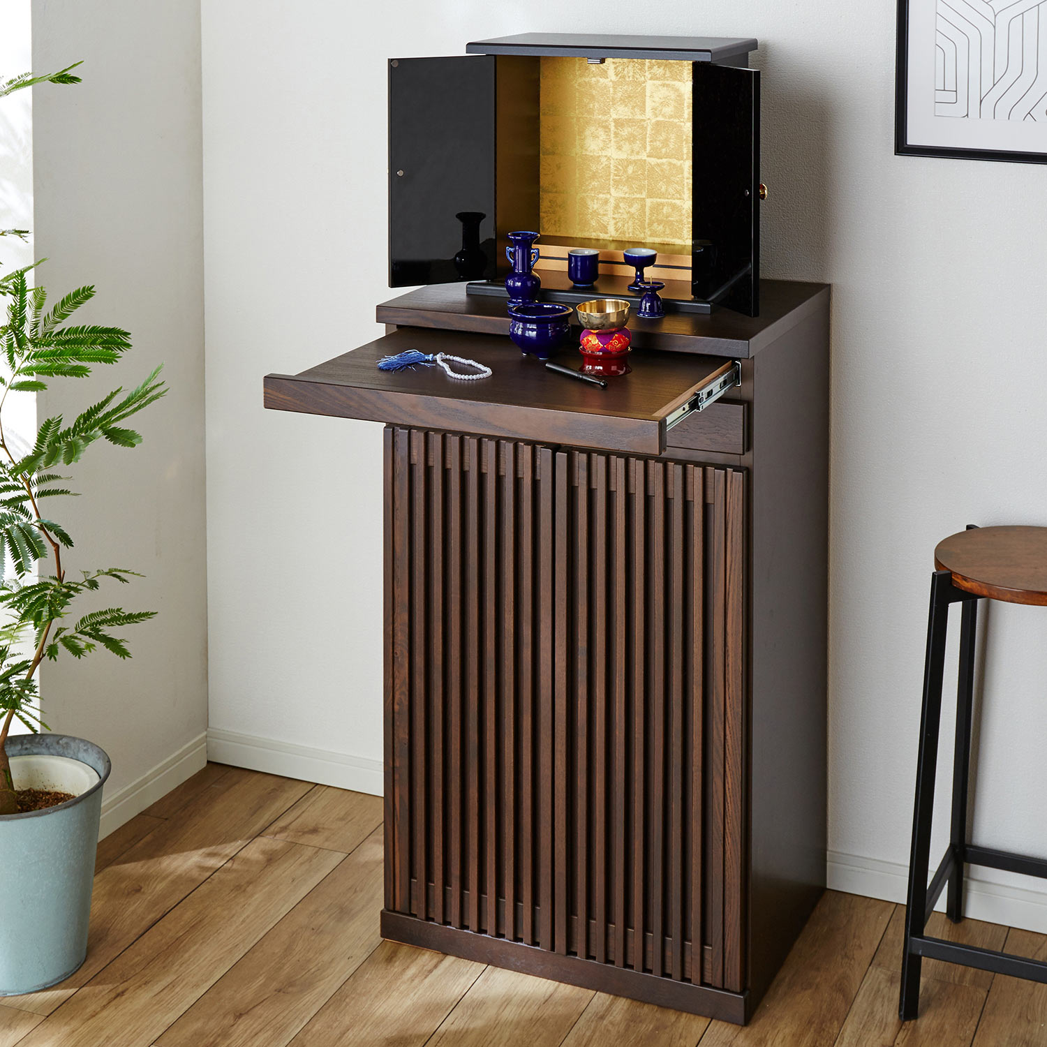 【ベルメゾン】[日本製]スライド棚付き仏壇台