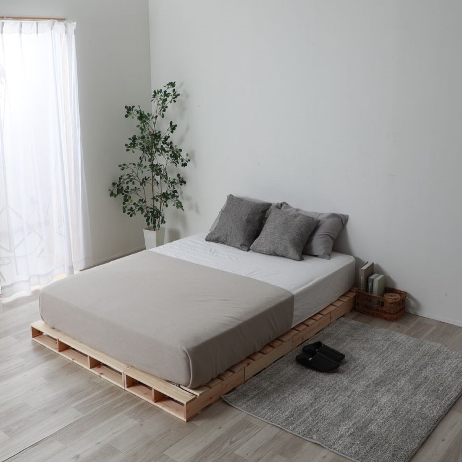 【ベルメゾン】使い方自由自在!国産ひのきのパレット風ベッド (4枚セット)