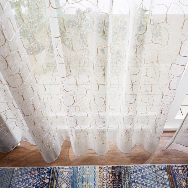【ベルメゾン】【99サイズ】 ランダムな四角モチーフのトルコ刺繍のレースカーテン