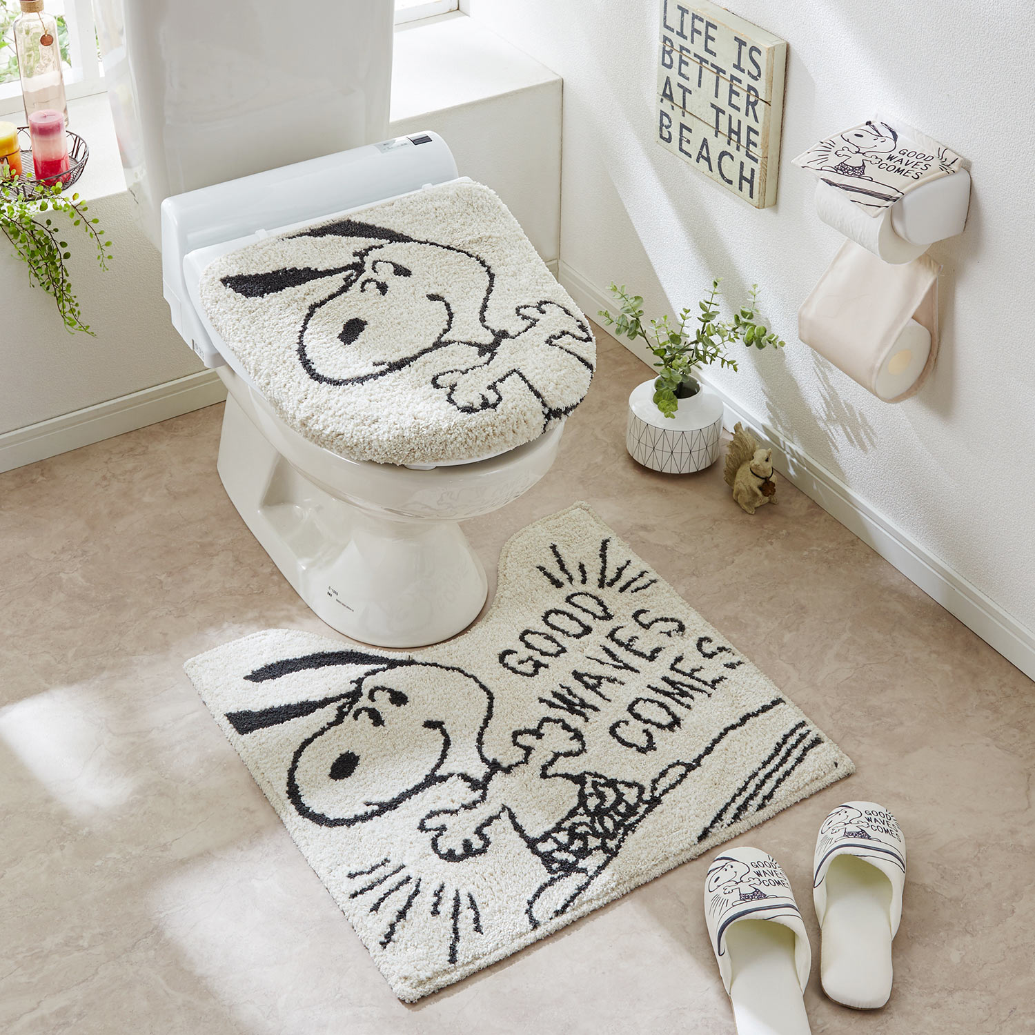 29日迄セール　オレンジ色　PEANUTS  スヌーピー　トイレマットセット新品