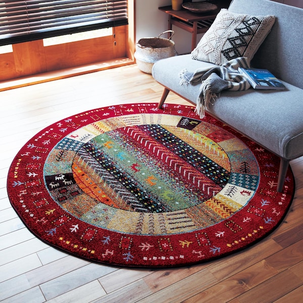 【ベルメゾン】トルコ製ギャッベ風デザインのウィルトン織りラグ