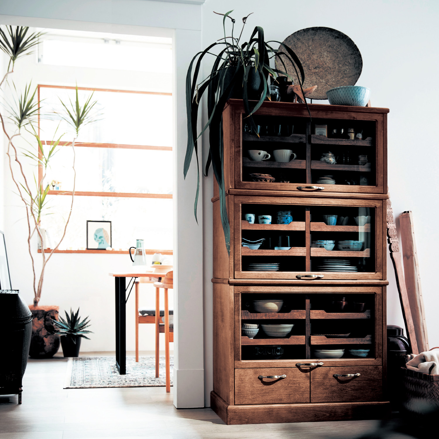 アンティーク調シャツケース風トレイ付きスタッキングキャビネット アンティーク調シャツケース風トレイ付きスタッキングキャビネット