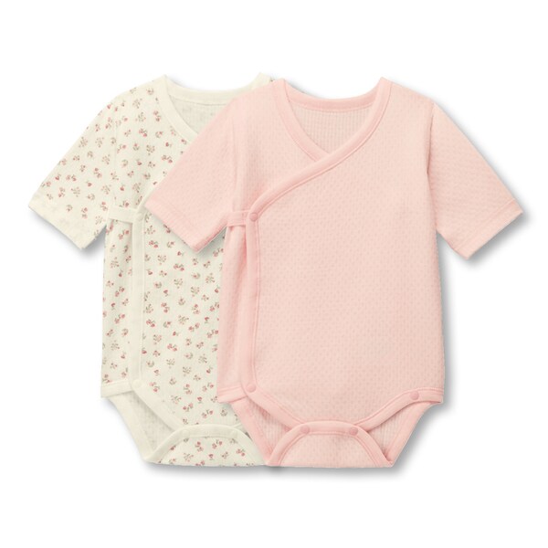【ベルメゾン】あったかソフトキルト綿素材前開きボディスーツ2枚セット 【ベビー服 新生児】