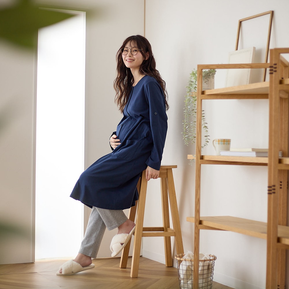 入院準備に！マタニティサイズ長袖ロング丈パジャマ（マタニティ