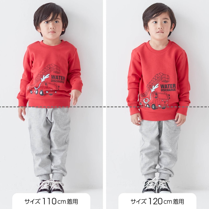 サイズ別着用比較／モデル身長107cm