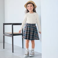 ブラウンチェック／モデル身長112cm・サイズ110