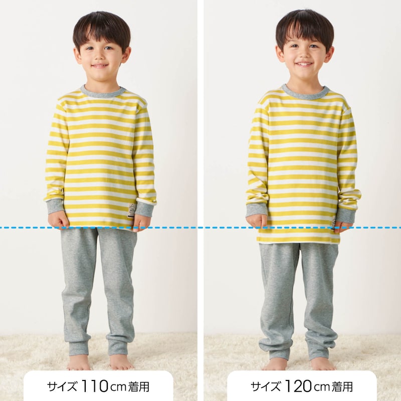 サイズ別着用比較／モデル身長112cm
