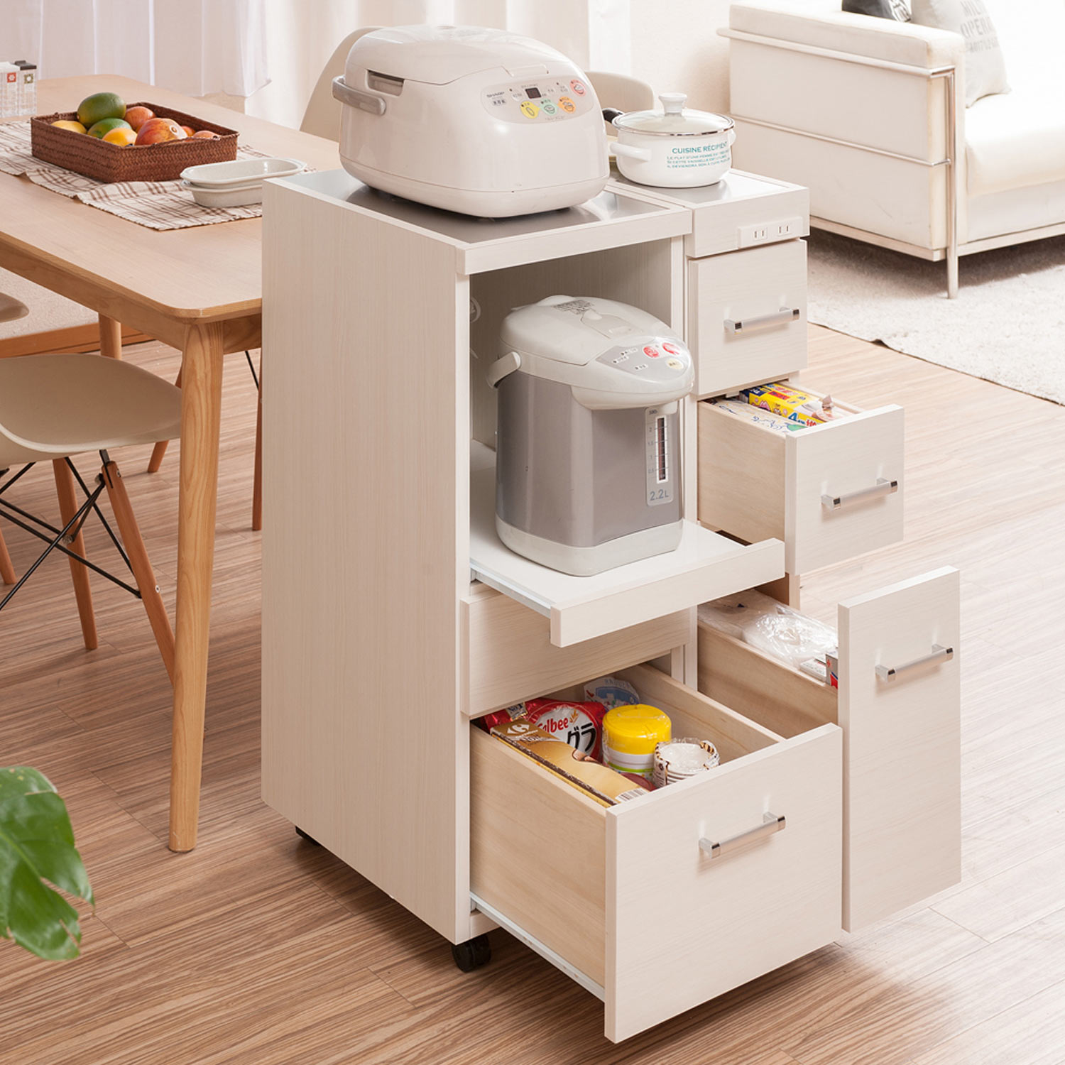 【ベルメゾン】木目柄が綺麗なステンレス天板の隙間収納ワゴン 【ベルメゾン】木目柄が綺麗なステンレス天板の隙間収納ワゴン