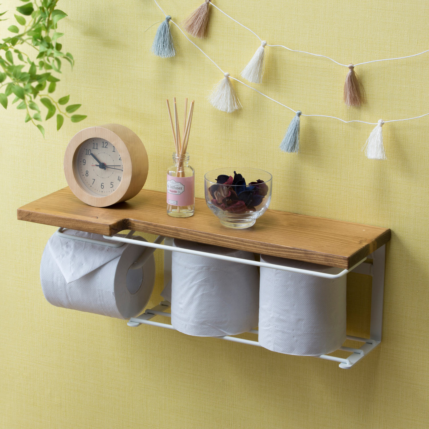 【ベルメゾン】トイレをオシャレに!ストックラック付きトイレットペーパーホルダー