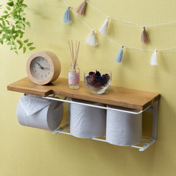 【ベルメゾン】トイレをオシャレに!ストックラック付きトイレットペーパーホルダー