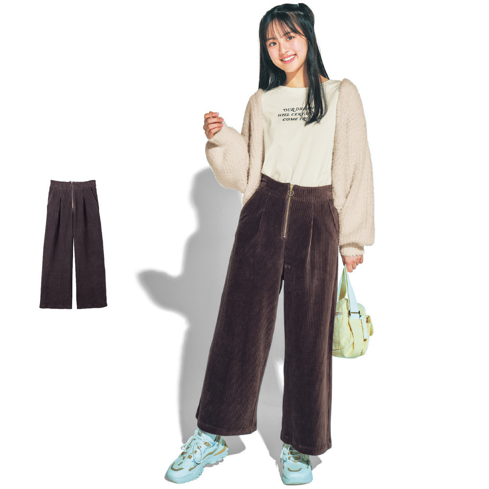 【パペル ラピス/Papel lapiz】リングジップニットコーデュロイタックワイドパンツ(ウエスト調節可) 【子供服 子供ズボン】