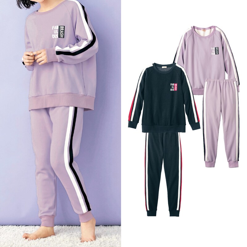 配色ライン入り裏シャギーパジャマ 女の子 子供パジャマ 長袖 パペル ラピス Papel Lapiz 通販のベルメゾンネット