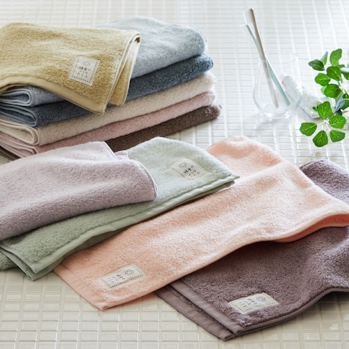 毛羽落ちしにくいふわふわ無撚糸タオル「グレイッシュカラー」 ＜フェイスタオル／バスタオル＞