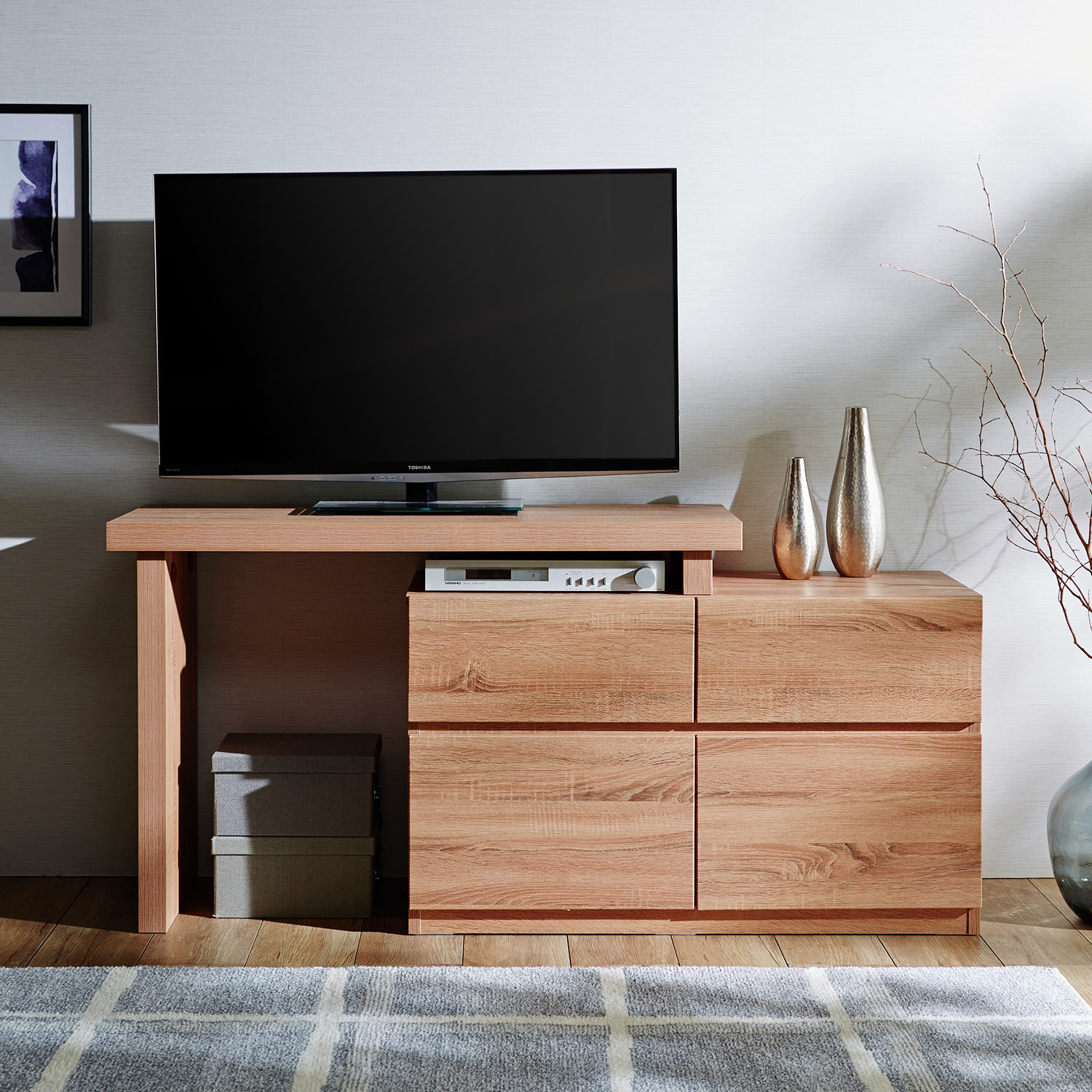 【ベルメゾン】収納力の高いスライド天板のハイタイプテレビ台 【横幅が変えられる】 【ベルメゾン】収納力の高いスライド天板のハイタイプテレビ台 【横幅が変えられる】