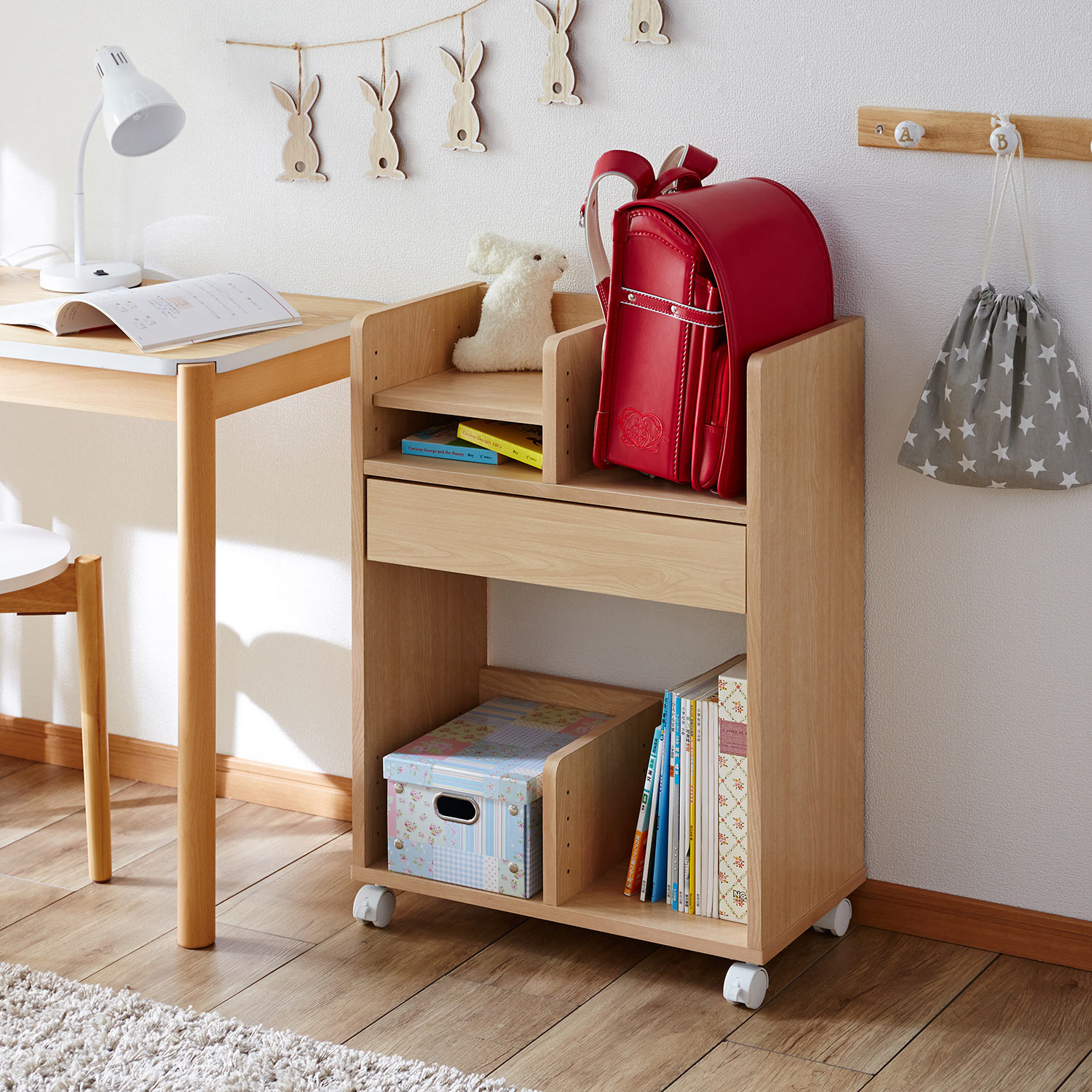 【ベルメゾン】木目調ランドセルワゴン 【ベルメゾン】木目調ランドセルワゴン