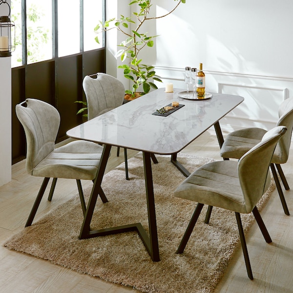 【ベルメゾン】デザイン脚のセラミック天板ダイニングテーブル