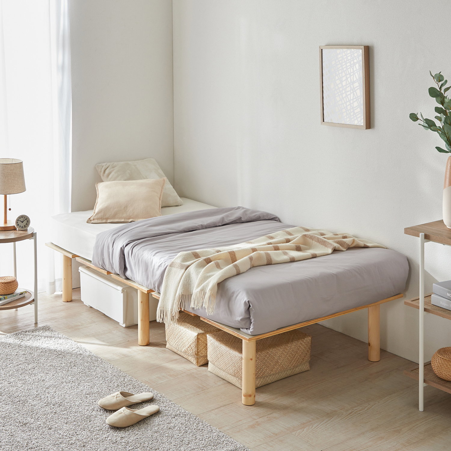 【ベルメゾン】組み立てやすい天然木のヘッドレスすのこベッド