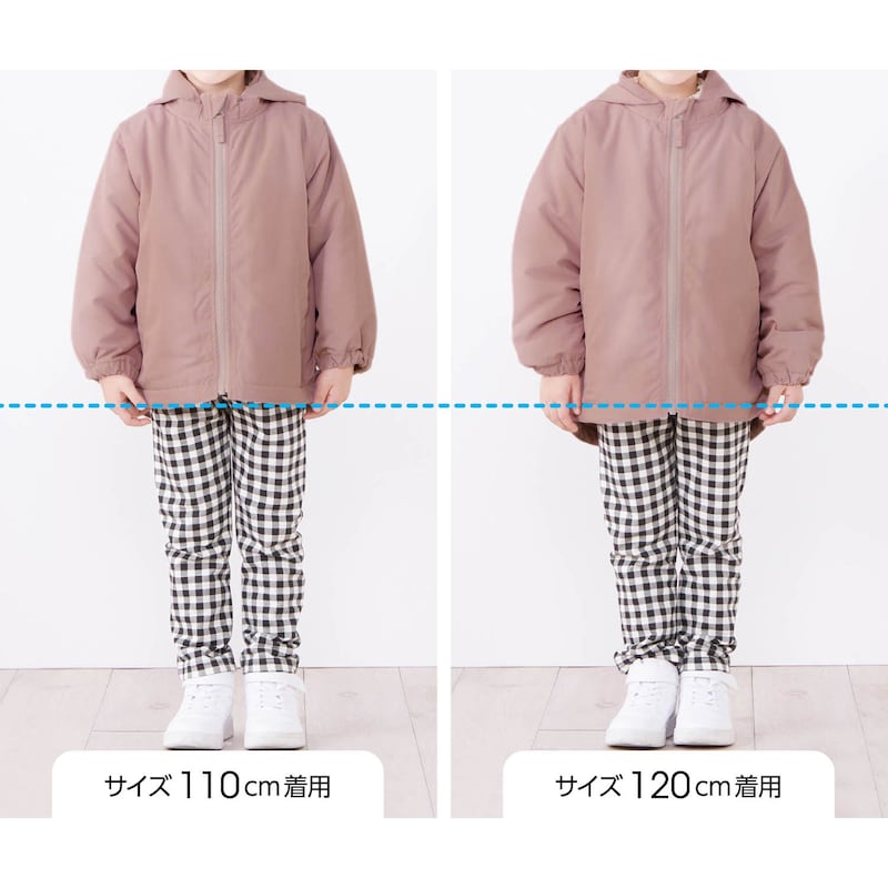 サイズ別着用比較／モデル身長108.5cm
