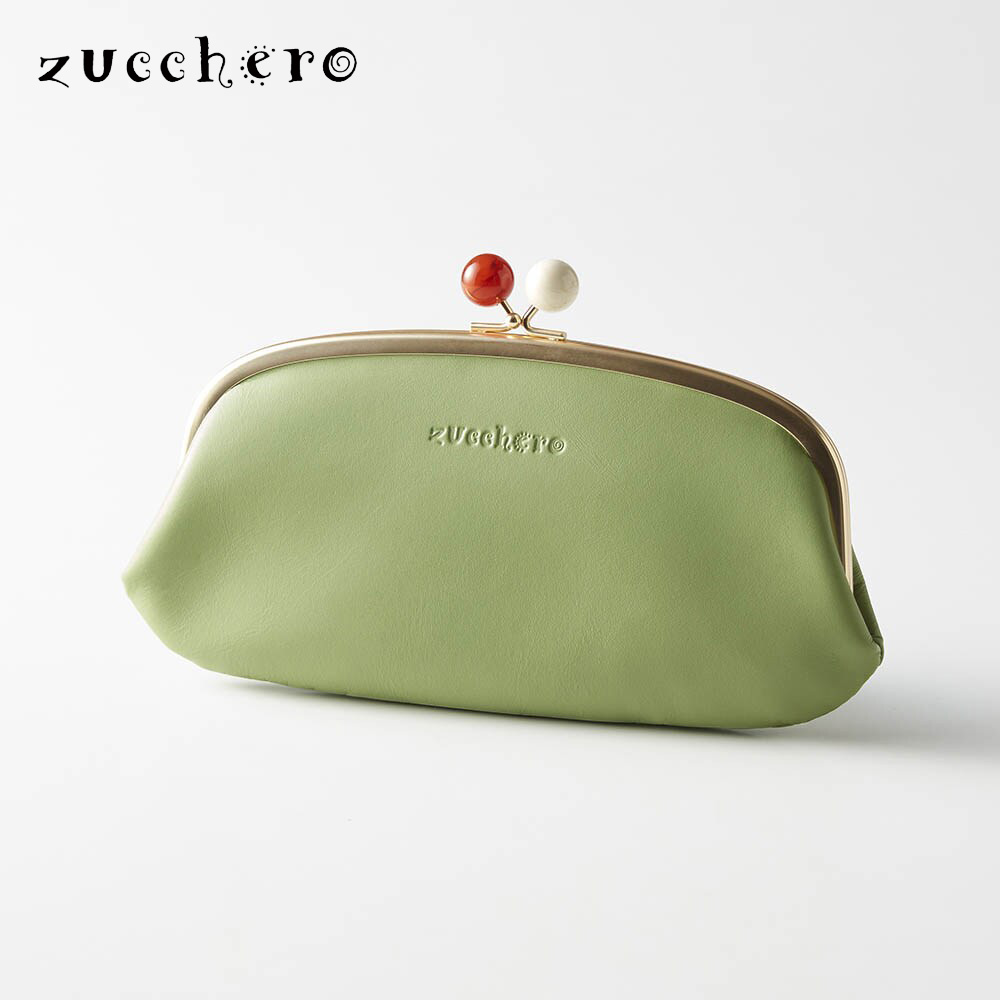 【ズッケロ/zucchero】ウッドパーツ使いの本革がま口長財布[日本製]