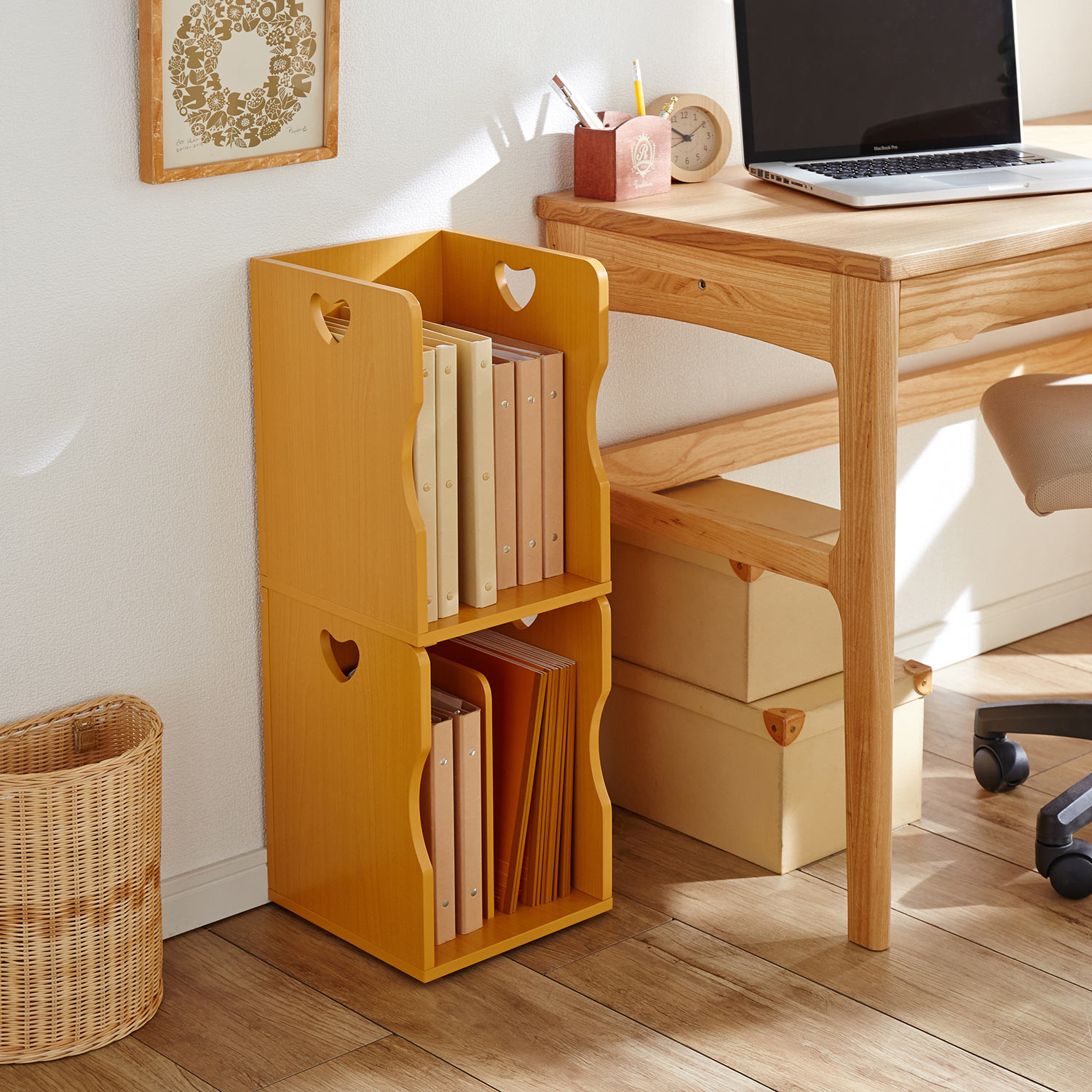 【ベルメゾン】スタッキングできるブックケース2個セット