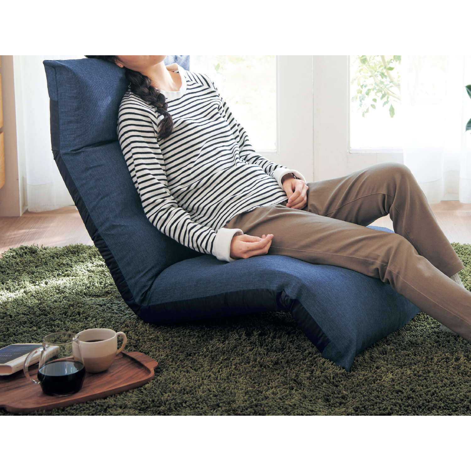 【ベルメゾン】頭・背・脚部リクライニング式リラックス座椅子 【ベルメゾン】頭・背・脚部リクライニング式リラックス座椅子