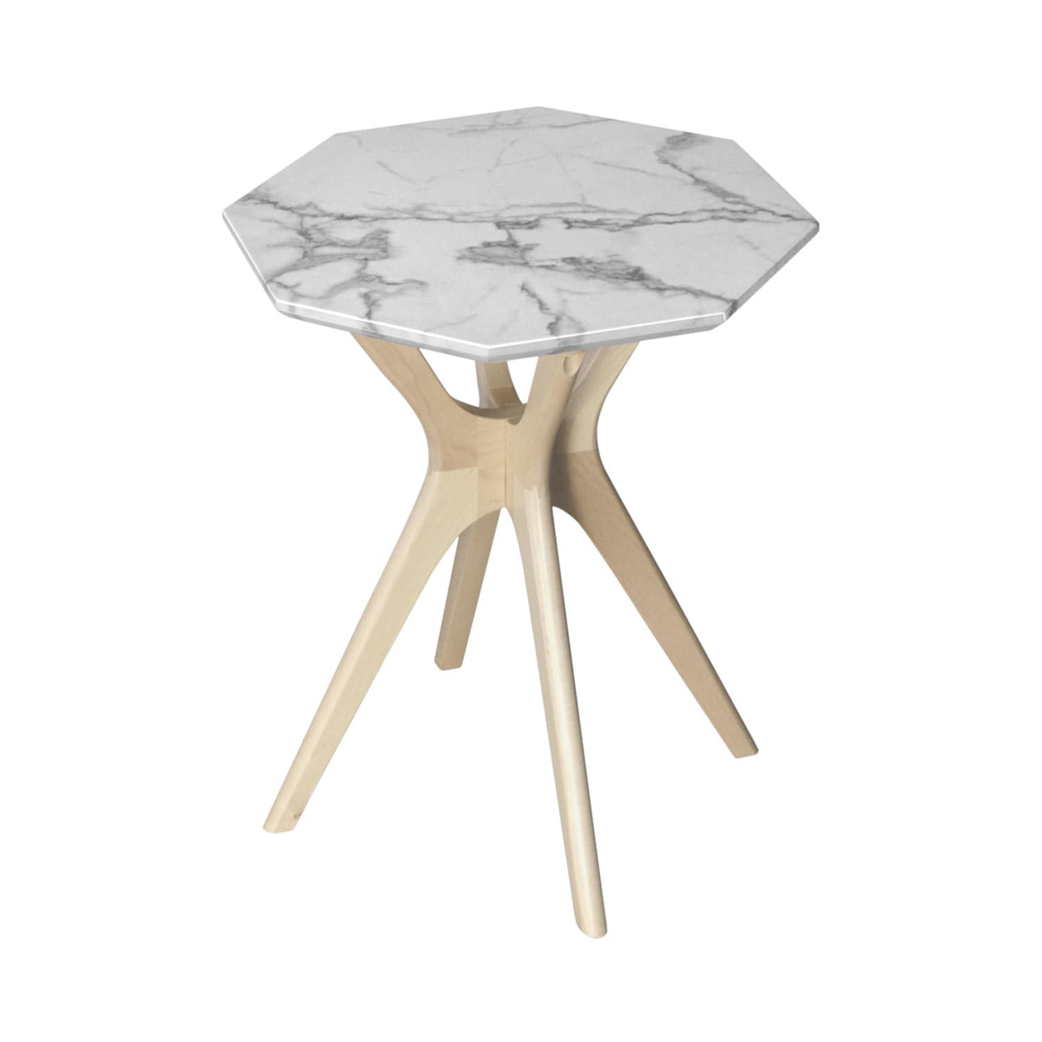 大理石調天板の八角サイドテーブル（サイドテーブル/リビング