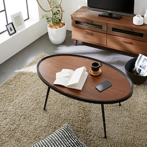 【ベルメゾン】すっきりデザインの楕円形リビングローテーブル