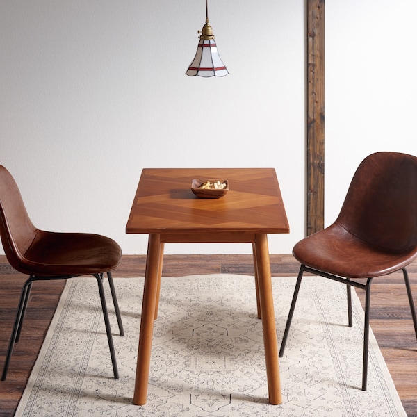 【ベルメゾン】アカシア材のモザイク柄ダイニングテーブル