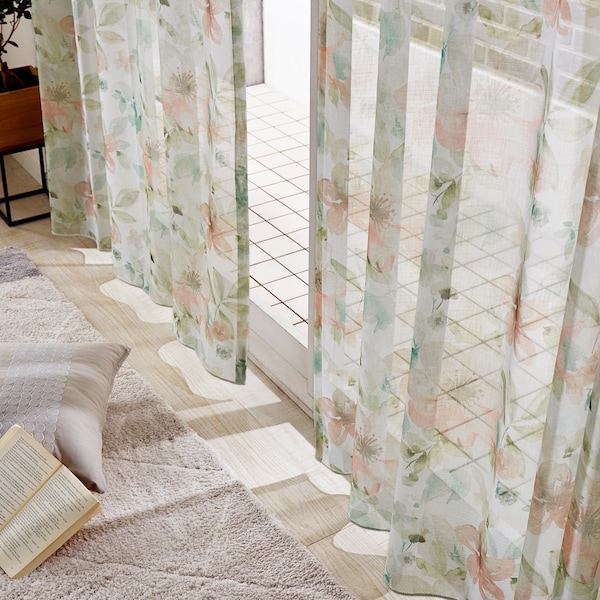 【ベルメゾン】【99サイズ】 かすれフラワーデザインのトルコレースカーテン