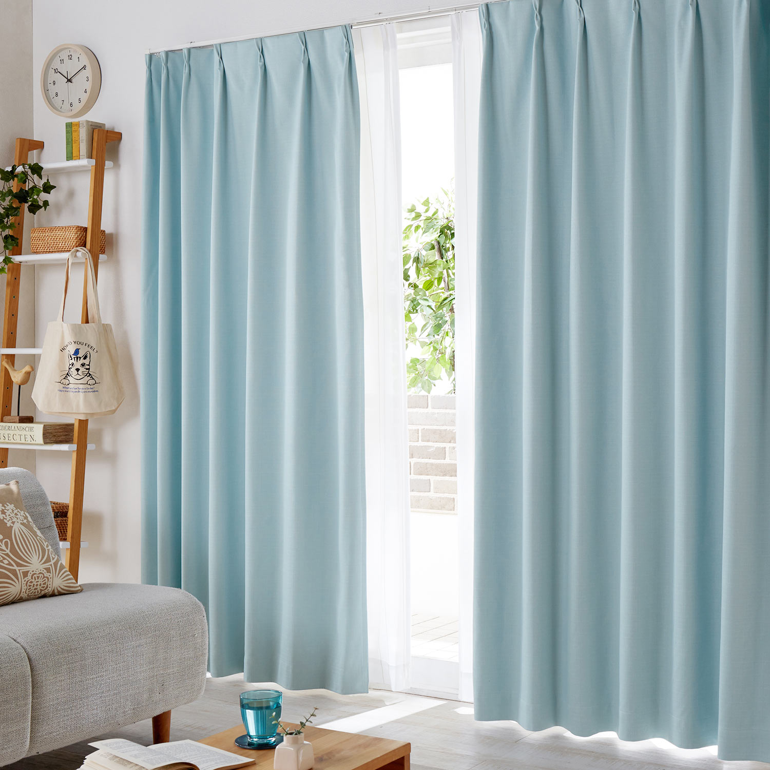 【ベルメゾン】【カーテンセット】【99サイズ】 遮光・遮熱・防音・形状記憶 & UVカット・遮熱ミラーレースカーテンセット