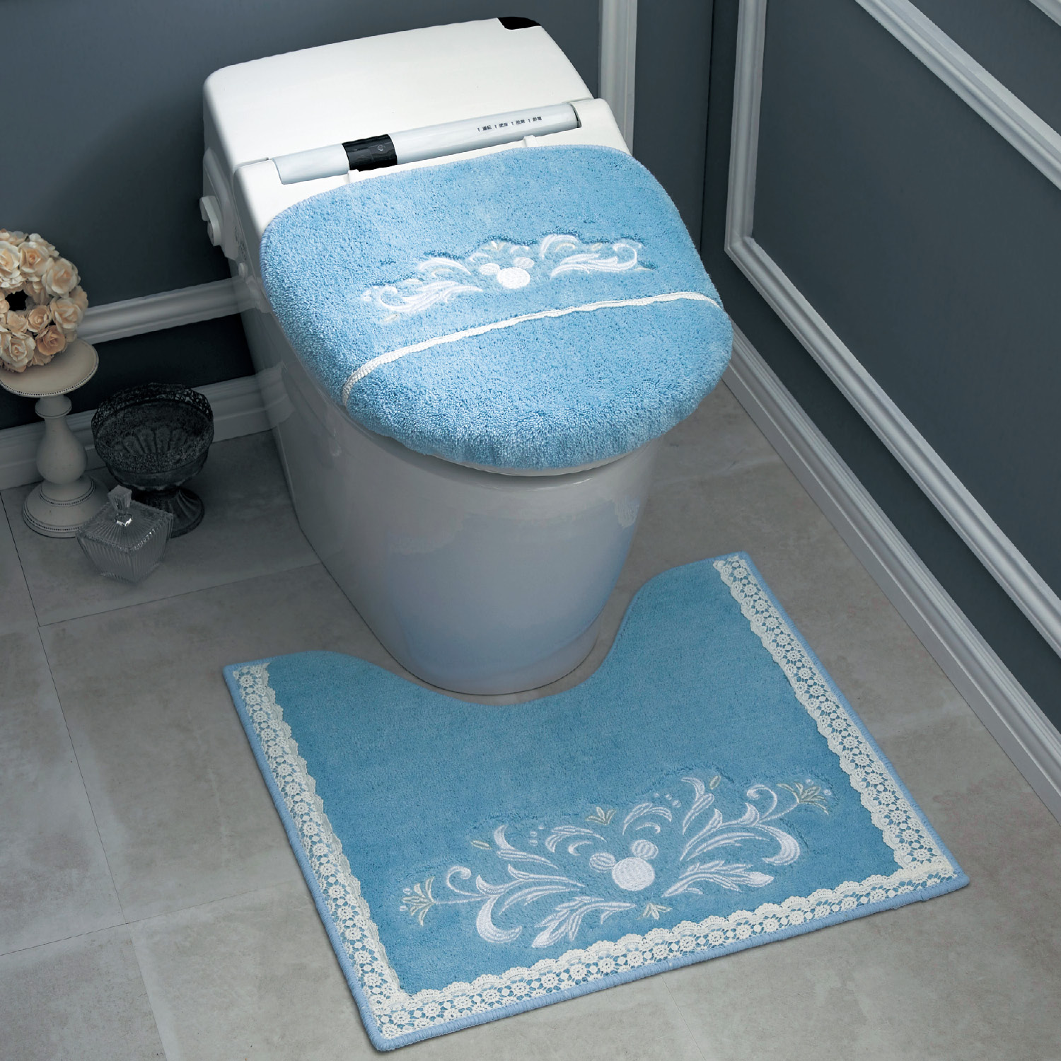 レース付きトイレマット フタカバー 単品 セット ミッキーモチーフ ディズニー Disney 通販のベルメゾンネット レース付きトイレマット フタカバー 単品 セット ミッキーモチーフ ディズニー Disney 通販のベルメゾンネット