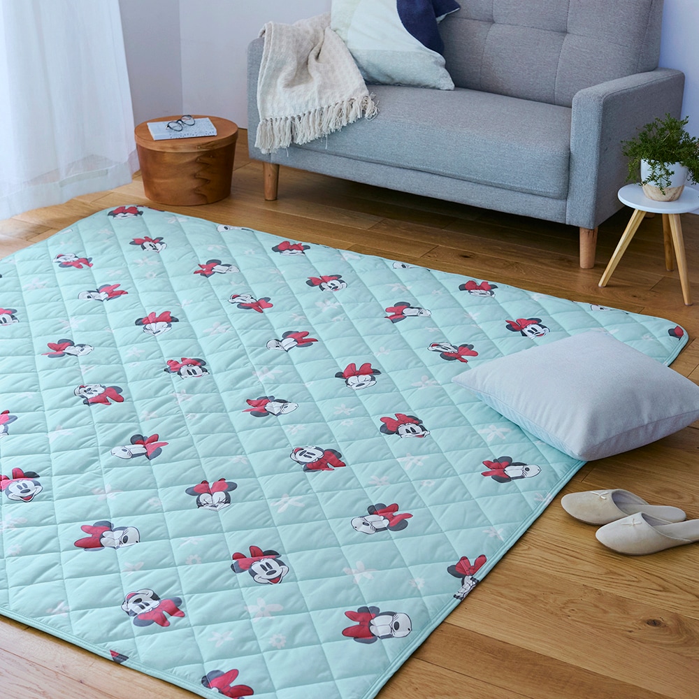 綿混素材の洗えるキルトラグ（選べるキャラクター）（ディズニー ラグ