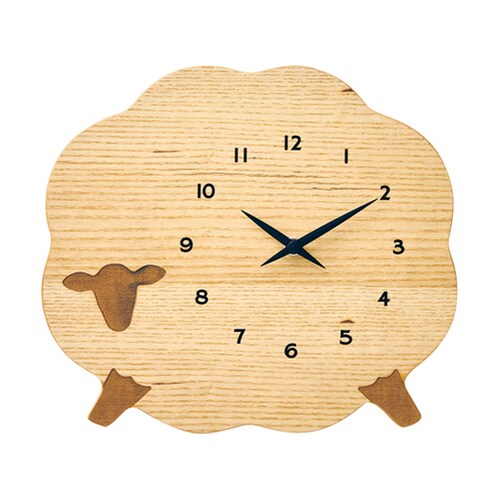 北欧テイストなひつじの木製掛け時計