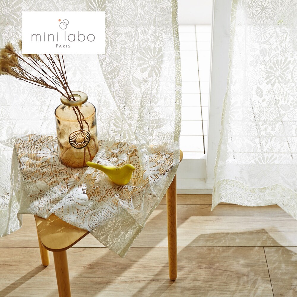 【ミニラボ/mini labo】編み柄の美しいレースカーテン/刺繍のようなお花畑 「ミニラボ」 【ミニラボ/mini labo】編み柄の美しいレースカーテン/刺繍のようなお花畑 「ミニラボ」