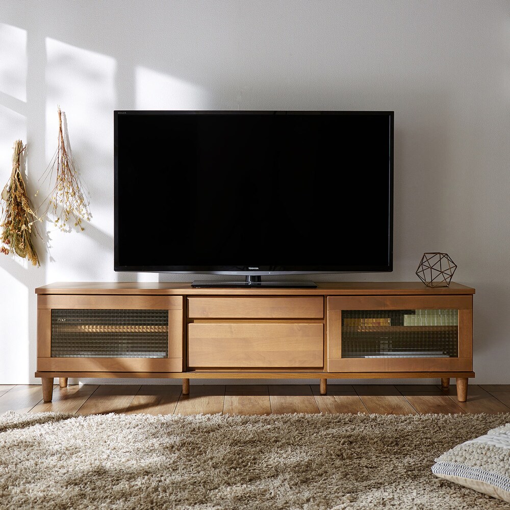 【ベルメゾン】高さ調整可能!アルダー材のテレビ台 【引き戸式で場所を取らない】