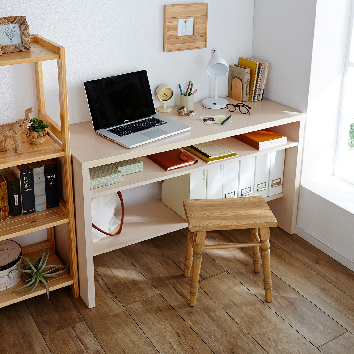 【ベルメゾン】【幅1cmピッチオーダー】幅60~150cmで選べる棚付きワークデスク