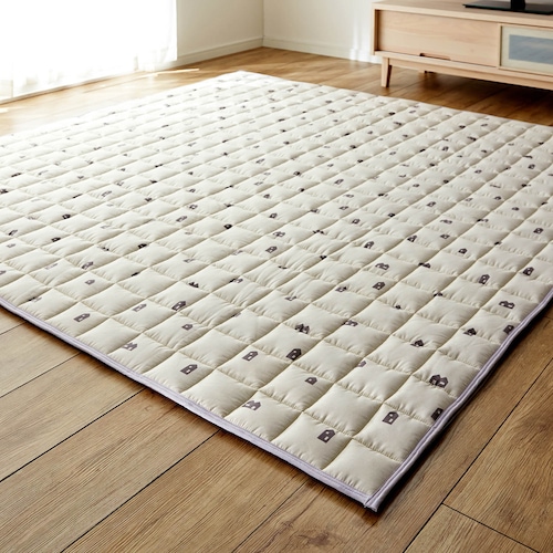 ＜ボリュームタイプ＞シンプル北欧調デザインのキルトラグ・床暖房対応ホットカーペットカバー