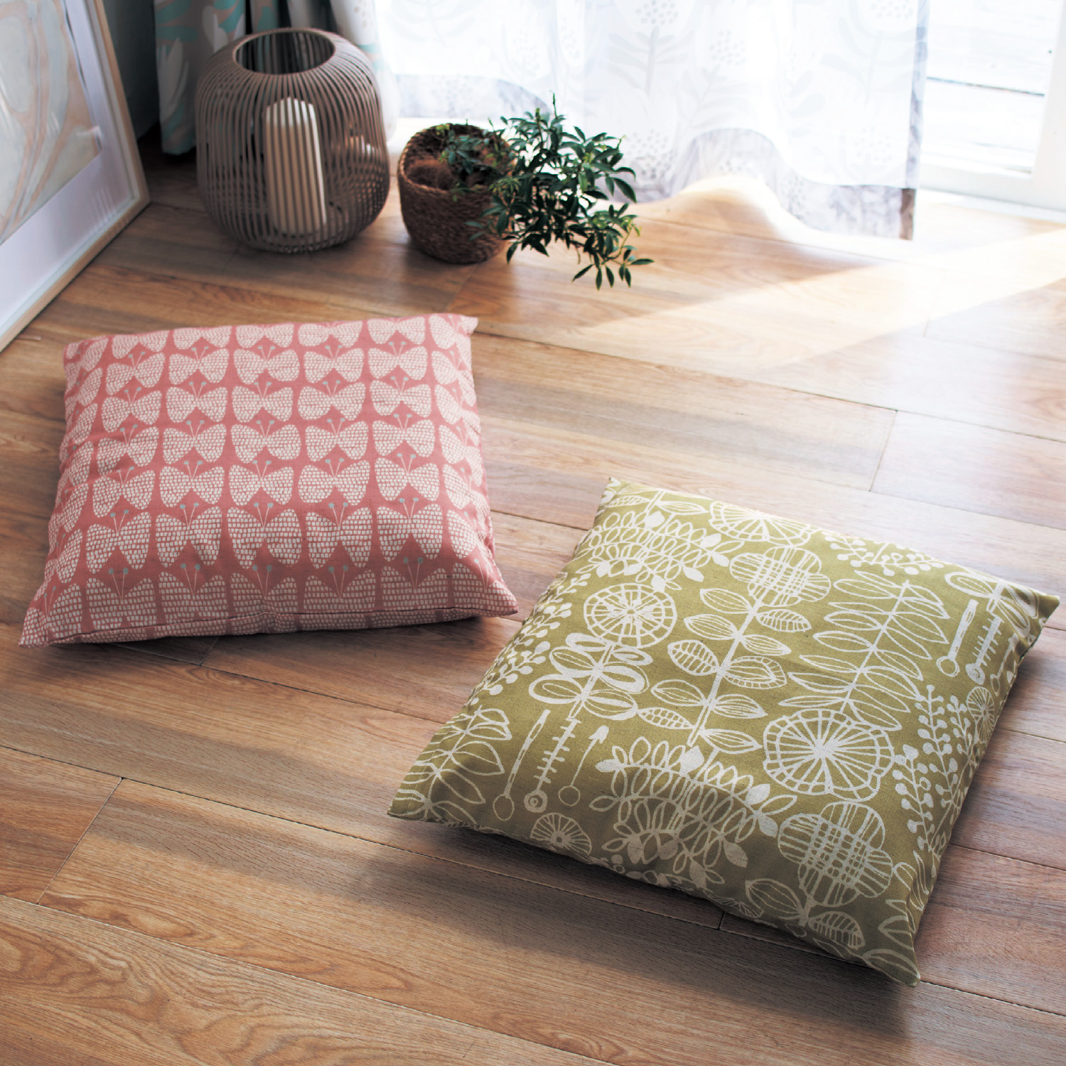 【ベルメゾン】麻入り素材の北欧調デザインクッションカバー・座布団カバー