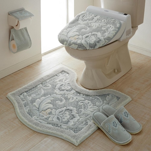[日本製]エンボスベースの高級トイレマット・フタカバー(単品・セット)