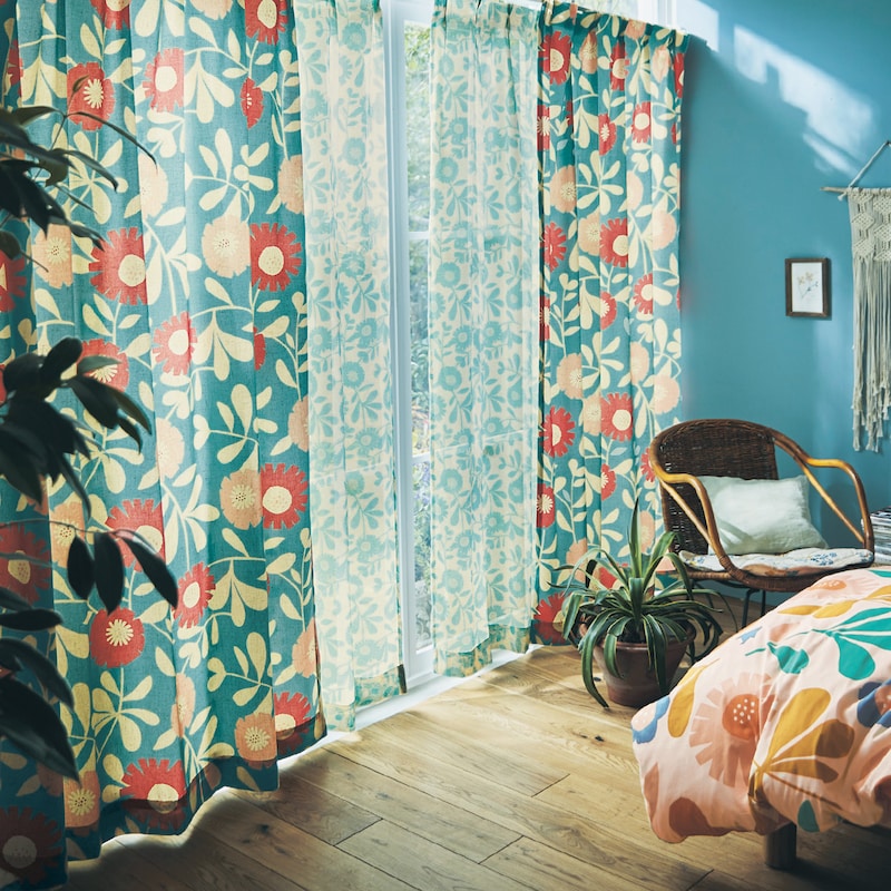 ナチュラルな風合いのプリント厚地カーテン ダリア ミニラボ Mini Labo 通販のベルメゾンネット