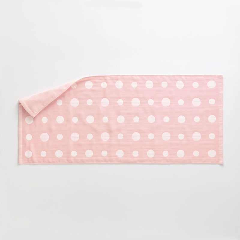 甘いドットとチェック／3重ガーゼ（フェイスタオル）