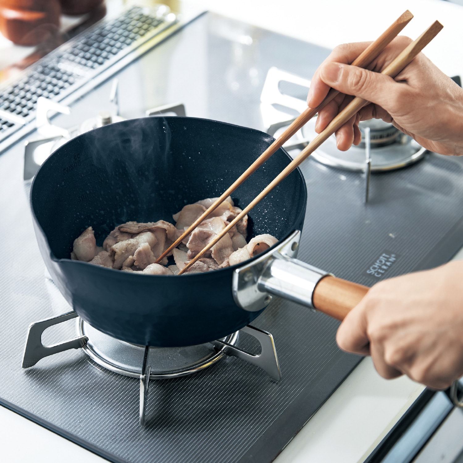 【BELLE MAISON DAYS】家族が喜ぶ焼く・煮る・揚げる雪平鍋(ガス火専用)[日本製] 【径約20cm】画像
