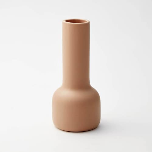 北欧風デザインの陶器のフラワーベース 【径９×高さ２０ｃｍの花瓶】