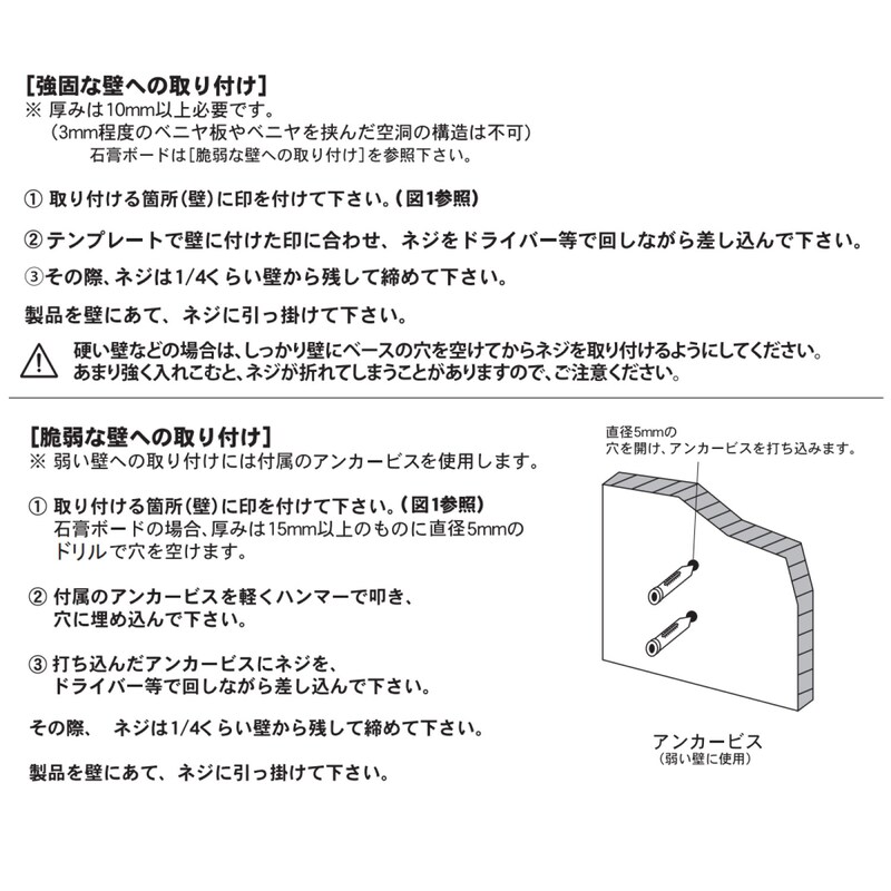 壁面取り付け方法